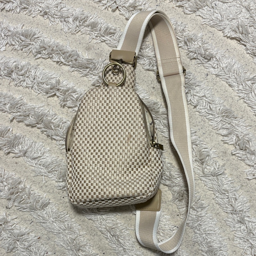 Altar'd State Cream Checkered Crossbody Bag